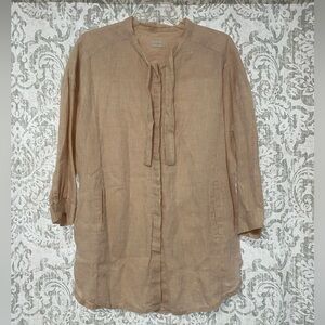 Poetry Linen Oversized Lagenlook Minimalist Hidden Button Up Tunic Top P…